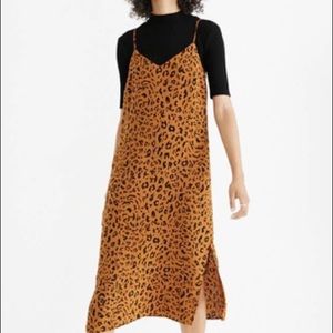 NWT Eva Side Slit Leopard Slip Dress- Madewell